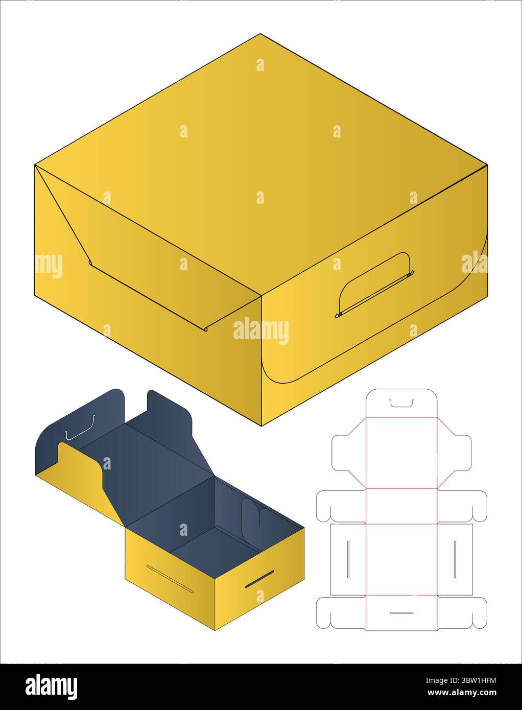 Verpackungsbox Template Dieline – Flaches Layout Und Faltbare Baugruppenkonstruktion Stock Vektor