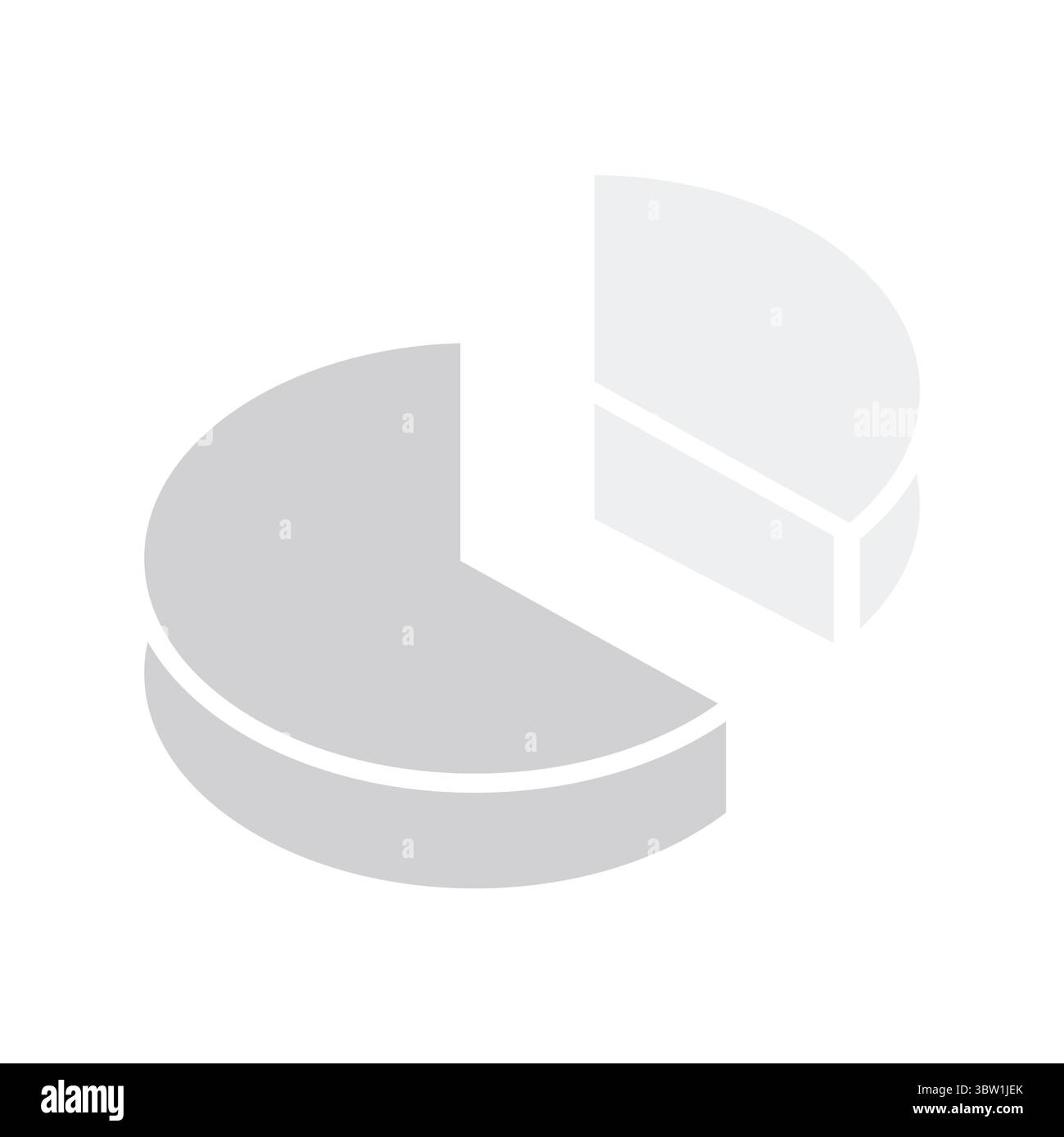 Graues Tortendiagramm vor weißem Hintergrund Stockfoto