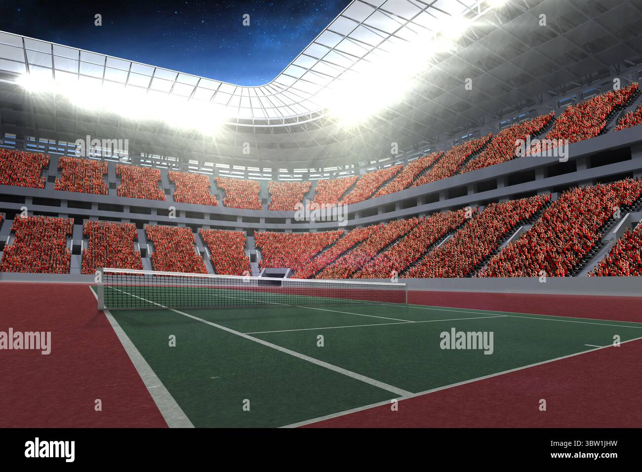 Tennisplatz in der Nacht Stockfoto