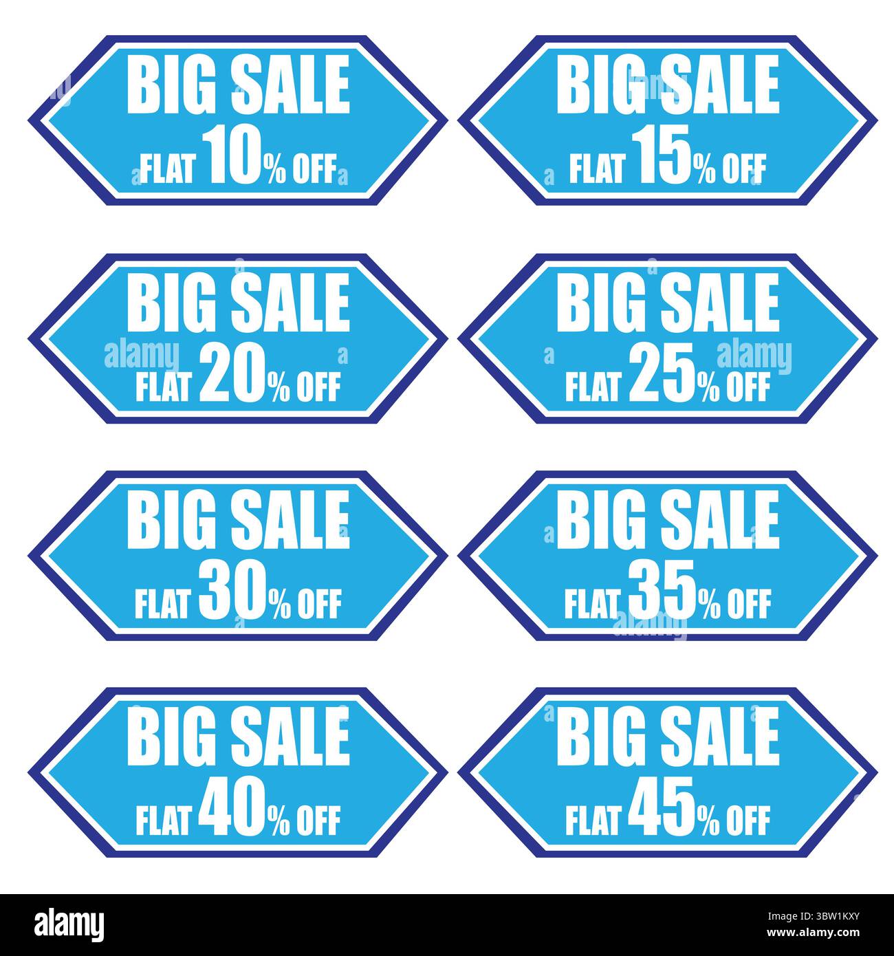 Rabattangebot Verkaufsbanner – editierbare Vektor-Tags und Aufkleber mit 10 %, 20 %, 30 % Rabatt für Promotion und Marketing. Stock Vektor