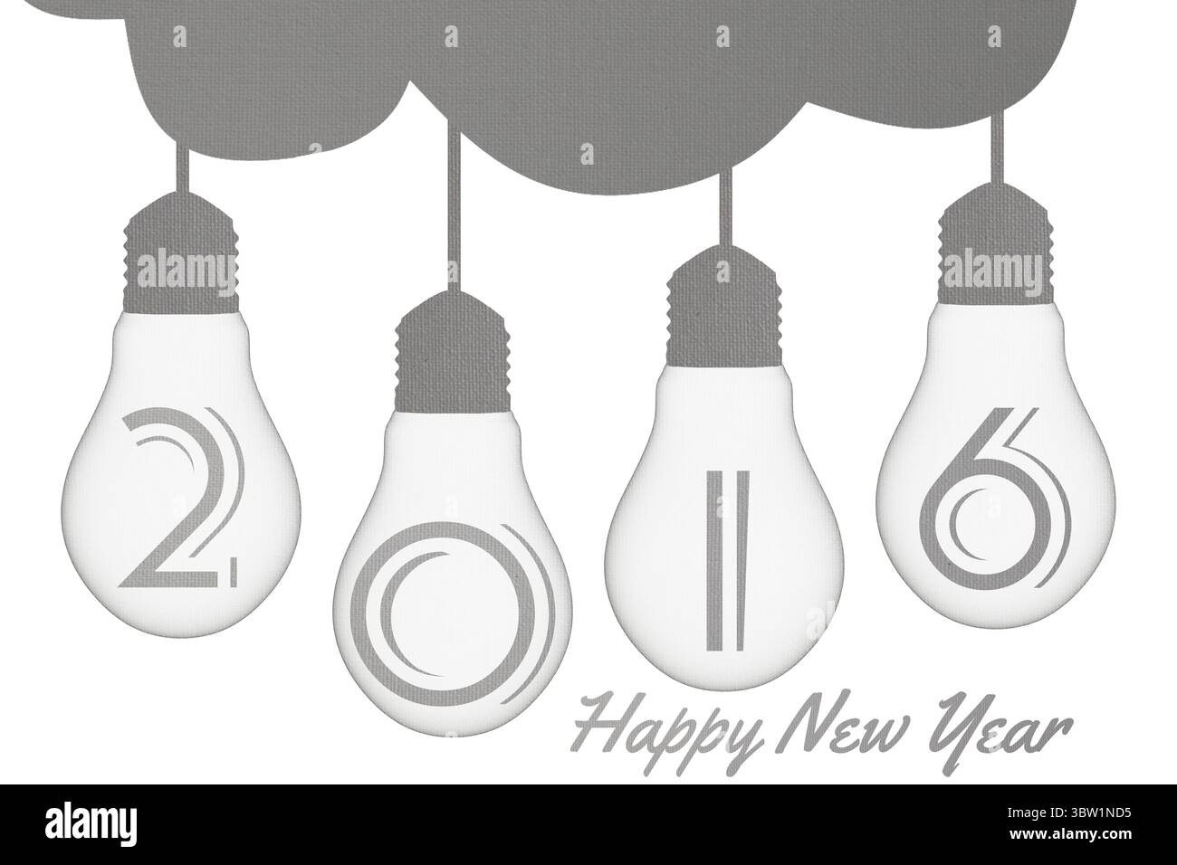 Die minimalistischen, flachen Lampen hängen unter dem grauen Wolkendach und zeigen 2016 Kopierraum Stockfoto