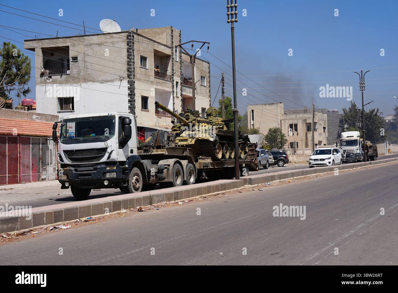 Syrische Sicherheitskräfte stationieren in der Drusenstadt Sweida, um Zivilisten zu schützen Stockfoto