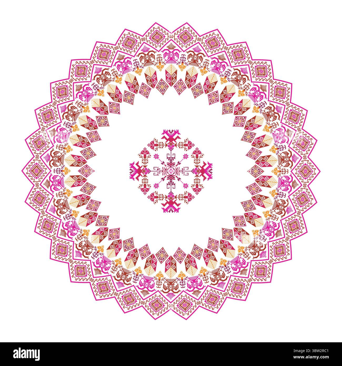 Traditionelles mexikanisches Teenek Huastec Stickdesign Element über weißem Hintergrund, Vektorillustration Stock Vektor