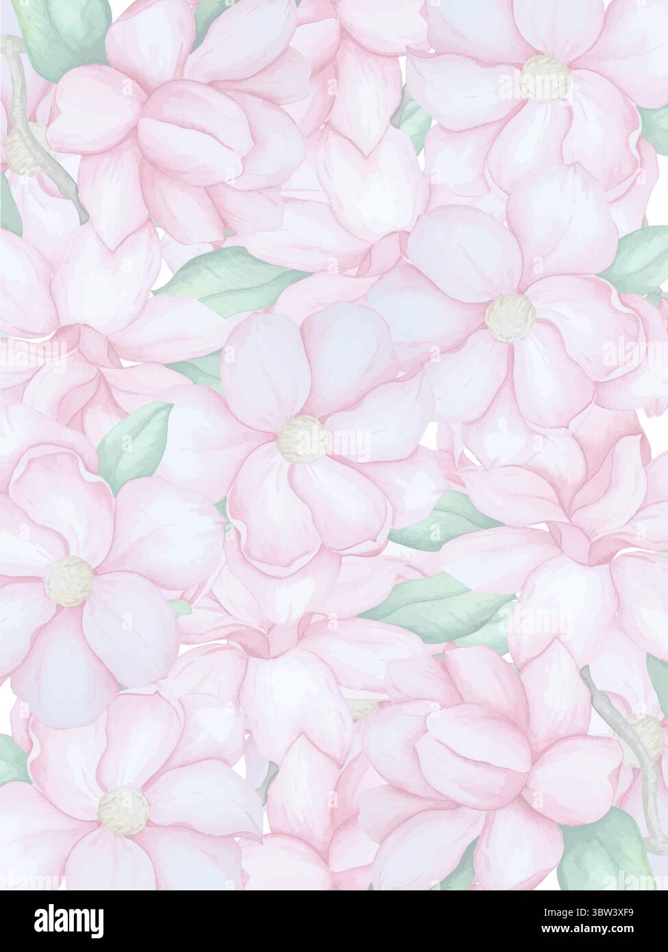 Magnolie Blumen Aquarellvektor Set. Dekoration mit Hochzeitseinladungen. Stock Vektor