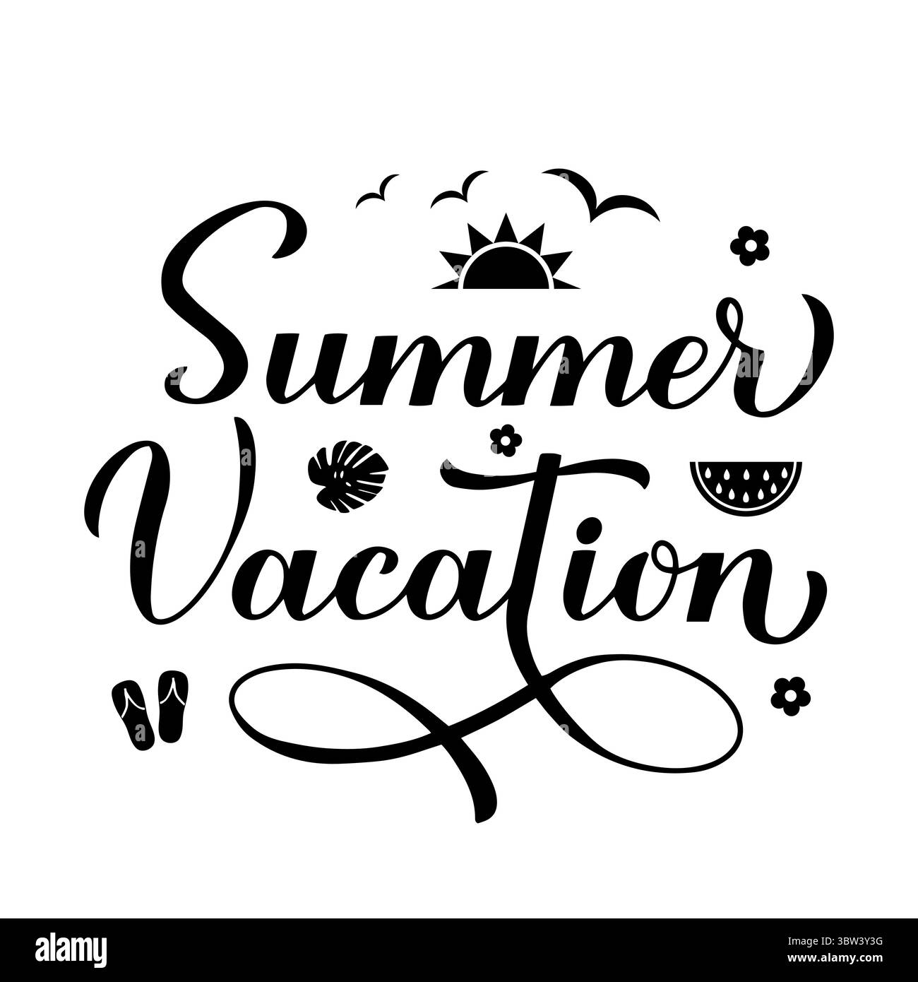 Sommer Urlaub Kalligraphie Handschrift. Lustiges Sommerzitat. Vektorvorlage für Typografie Poster, Banner, Flyer, Aufkleber, Hemddesign, usw. Stock Vektor