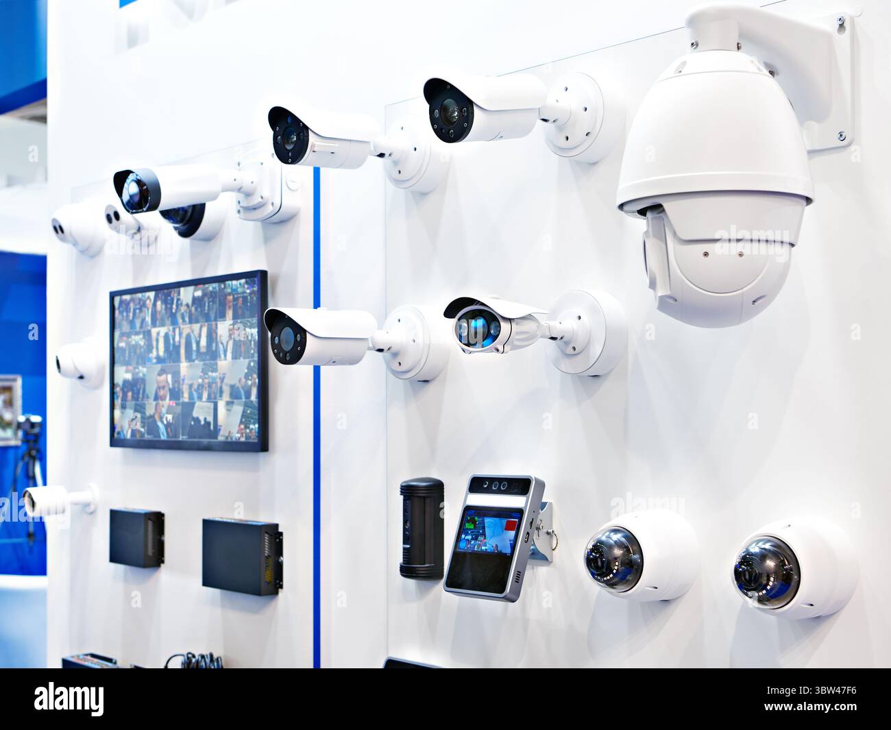 IP-CCTV-Kameras auf der Ausstellung Stockfoto
