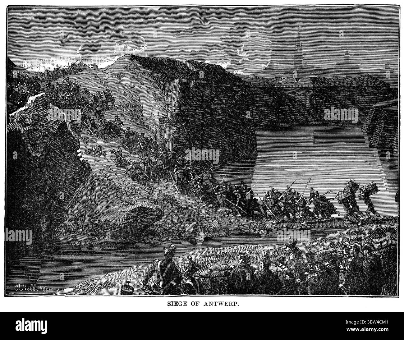 30. April 2020: Belagerung Antwerpens, Illustration, Ridpath's History of the World, Band III, von John Clark Ridpath, LL. D., Merrill & Baker Publishers, New York, 1897 (Bild: © JT Vintage/Glasshouse Via ZUMA Wire) Stockfoto