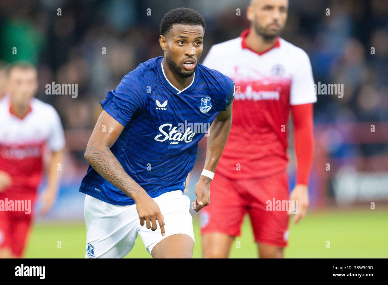 Vorsaison freundlich: Accrington Stanley V Everton, 15.07.25, im WHO Stadium, Accrington. Everton's Youssef Chermiti. Kredit: Phil Jones Stockfoto