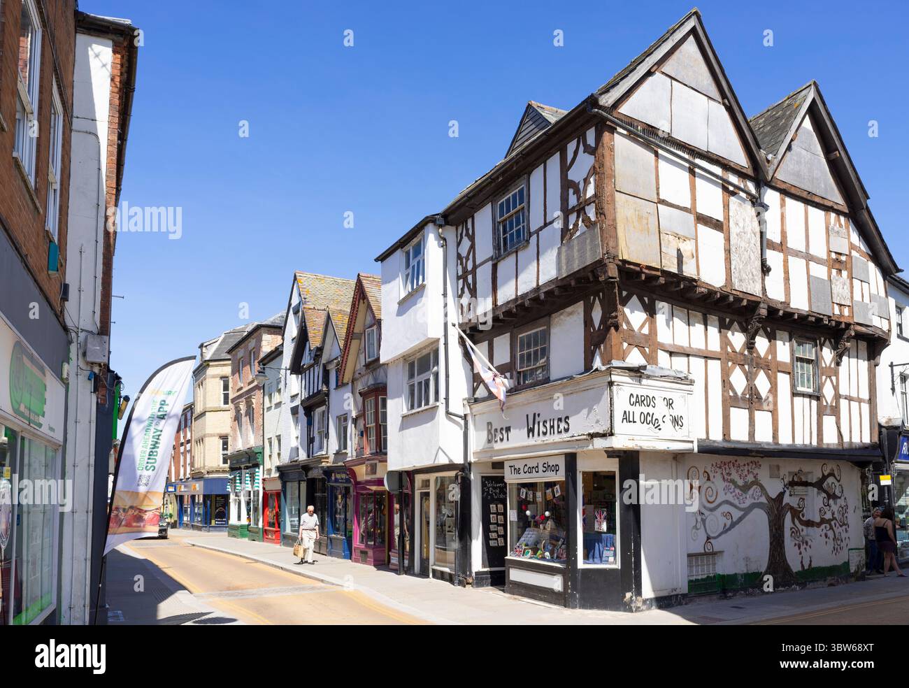 Leominster High Street Leominster Stadtzentrum Leominster Herefordshire England Großbritannien GB Europa Stockfoto