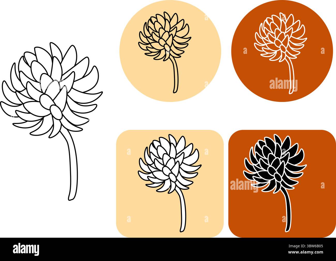 Abstraktes Logo mit Kleeblattblume. Vektorgrafik-Strichdarstellung. Silhouettenzeichen für Logo, Druck, Comics, Mode, Pop Art, Platinen, Design Stock Vektor