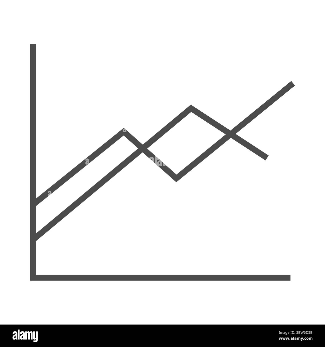 Liniendiagramm über weißem Hintergrund Stockfoto