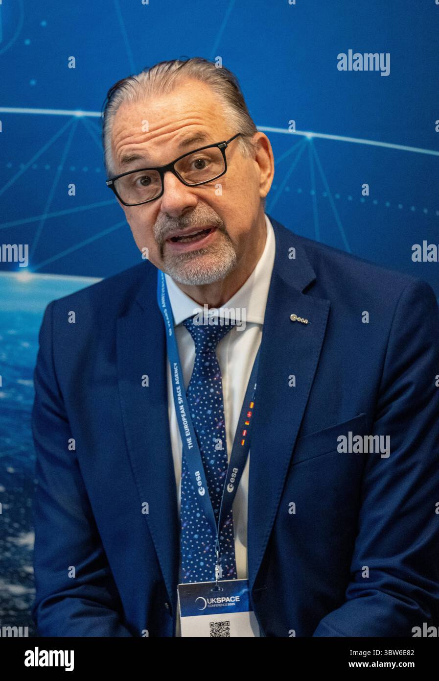 Dr. Josef Aschbacher Generaldirektor der Europäischen Weltraumorganisation (ESA) bei UKSpace 2025. Manchester Central, Manchester Großbritannien. Bild: Garyroberts/World Wide Features Stockfoto