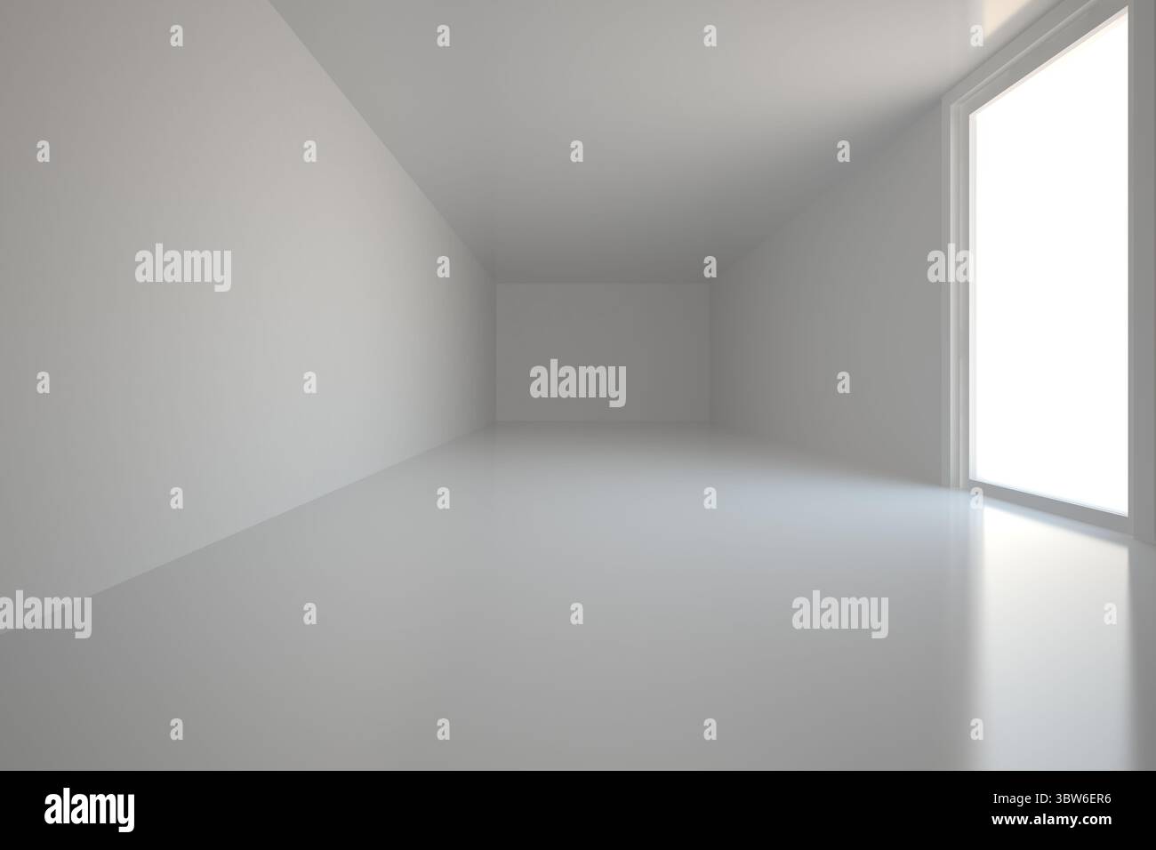Flaches Design mit rechteckiger Öffnung für helles Licht auf dem glänzenden Boden Stockfoto
