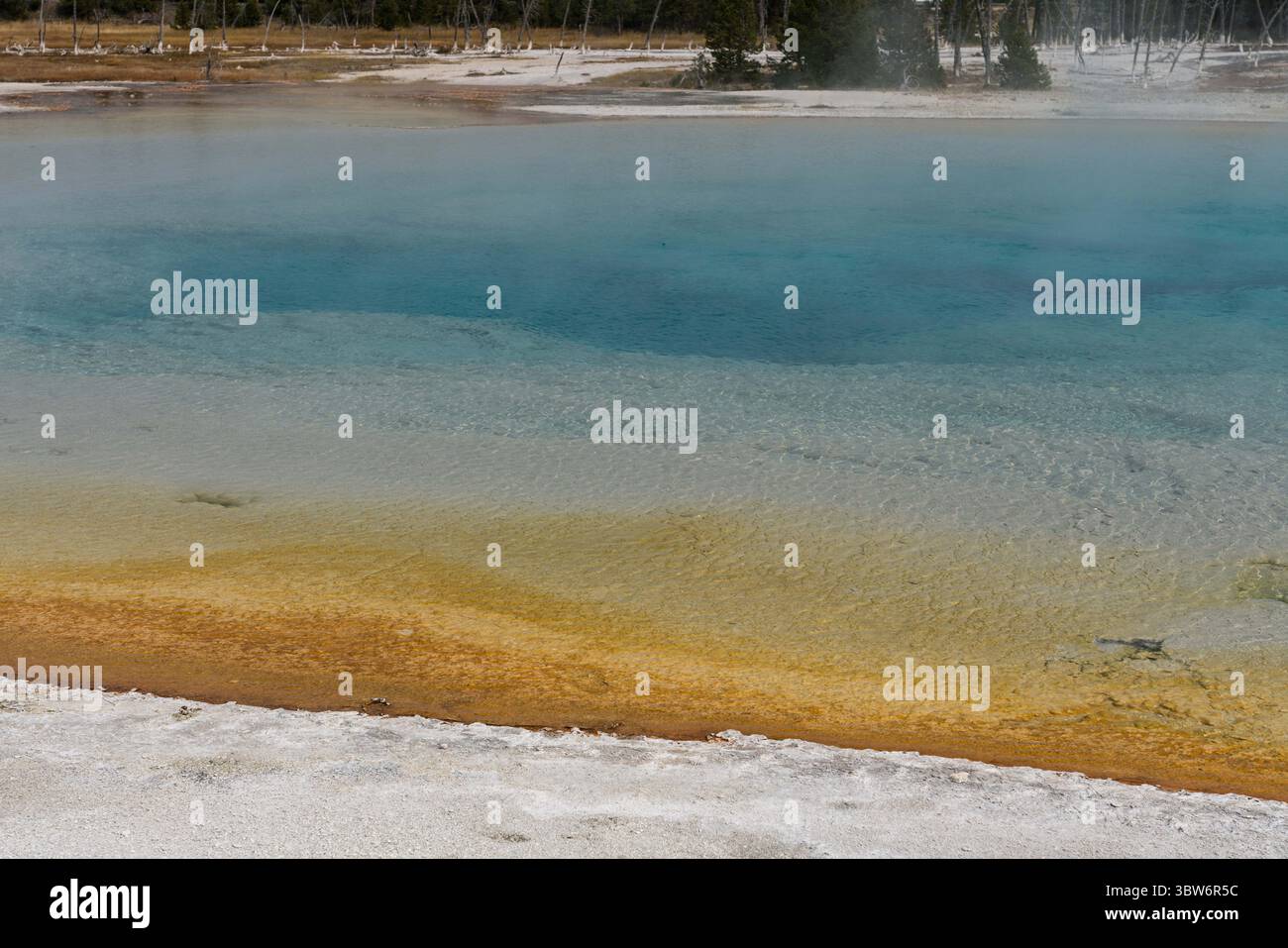 15. September 2020, Yellowstone National Park, Wyoming, Vereinigte Staaten: Bunte thermophile Bakterien leben im heißen Wasser des Sunset Lake im Black Sand Basin, Yellowstone National Park, Wyoming, USA. (Kreditbild: © Jon G. Fuller/VW Pics via ZUMA Wire) Stockfoto