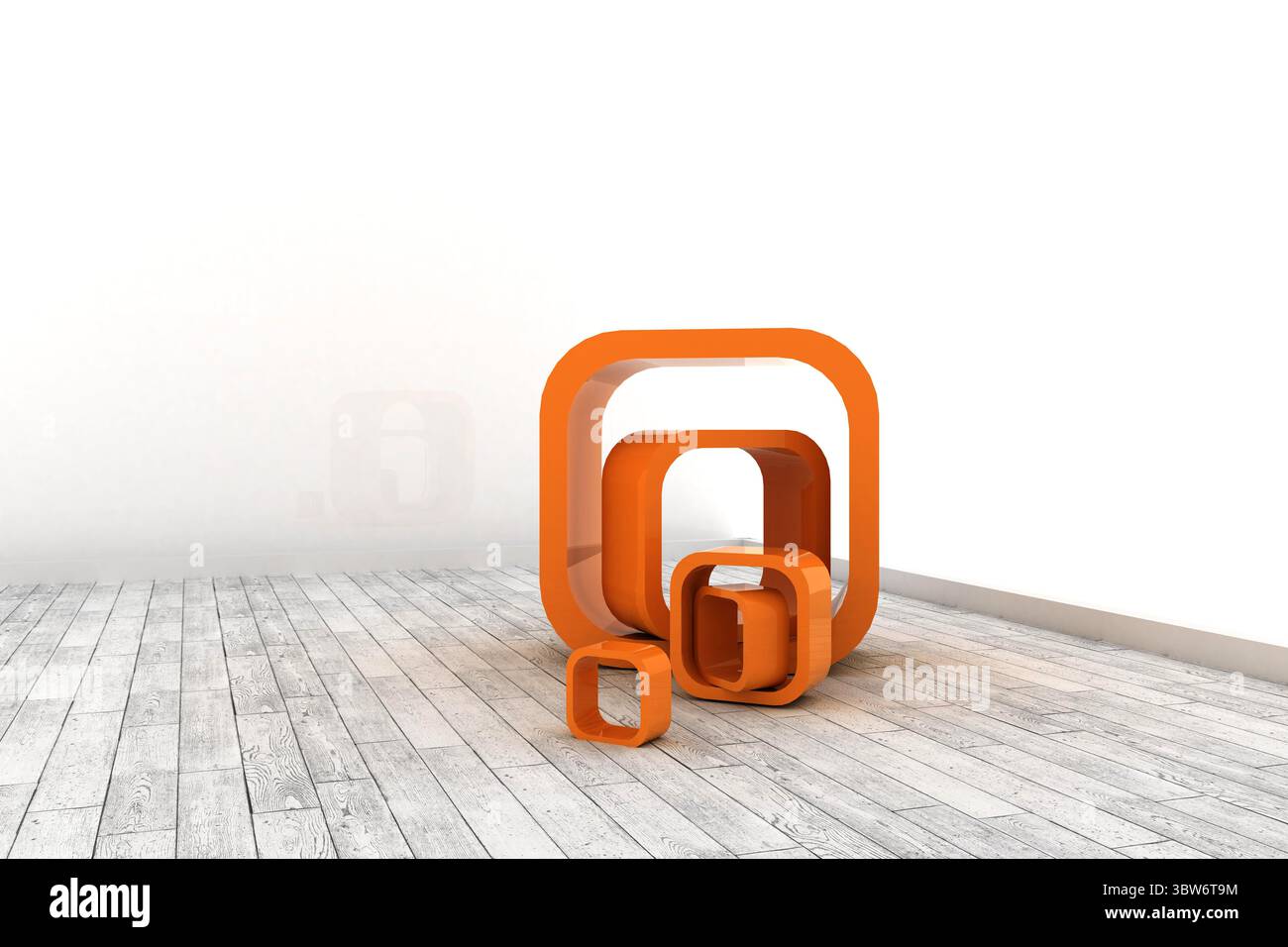 Orange Strukturen in einem weißen Raum Stockfoto