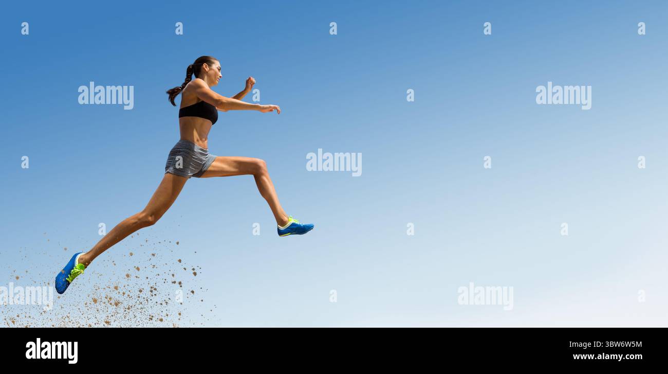 Tiefwinkelansicht der Langspringerin Stockfoto