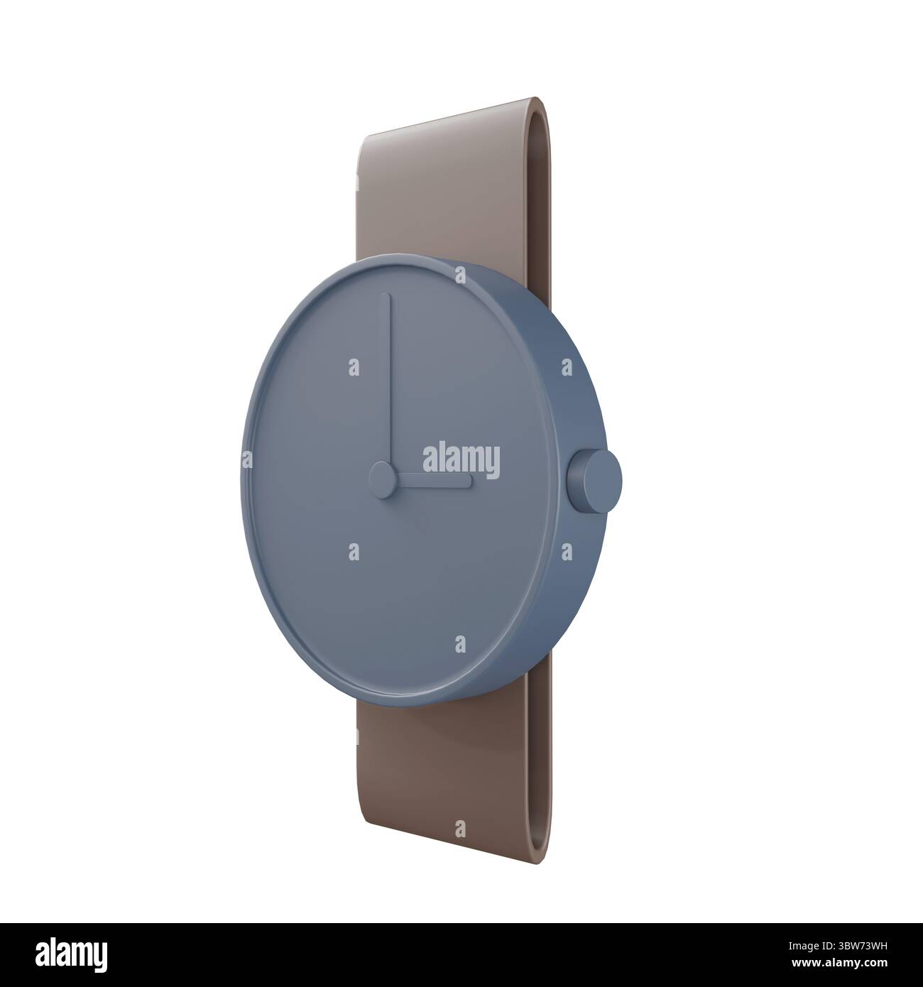 3D-Rendering der Uhr, 3D-Symbole, Pastellfarben minimaler Cartoon-Stil isoliert Stockfoto