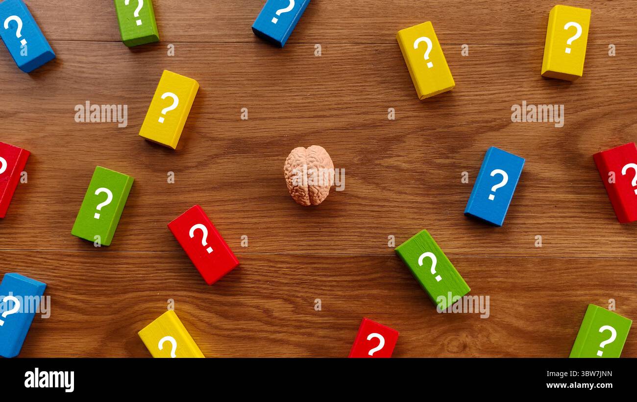 Brainstorming-Lösungen, komplexe Problemlösung, kognitive Herausforderung, intellektuelle Untersuchung, Mind at Work. Stockfoto