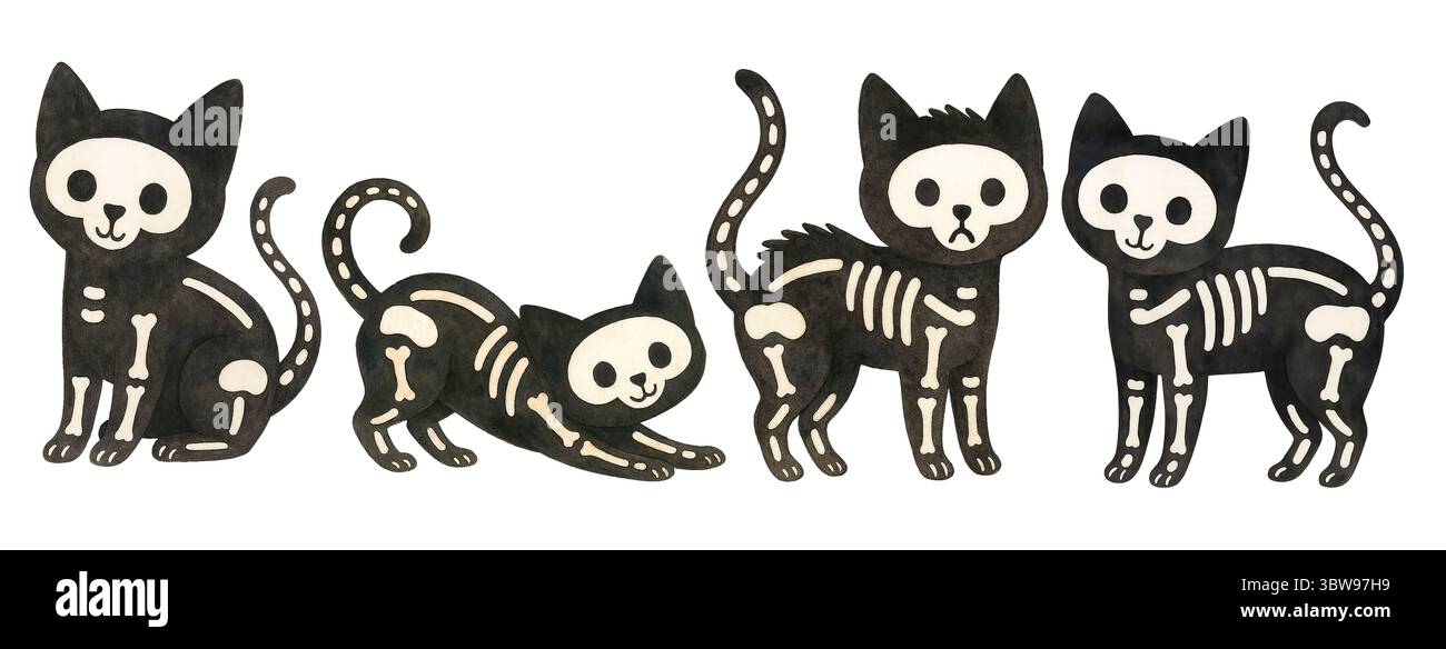 Aquarell Halloween Clipart – niedliche handgemalte Elemente für saisonale Designprojekte Stockfoto