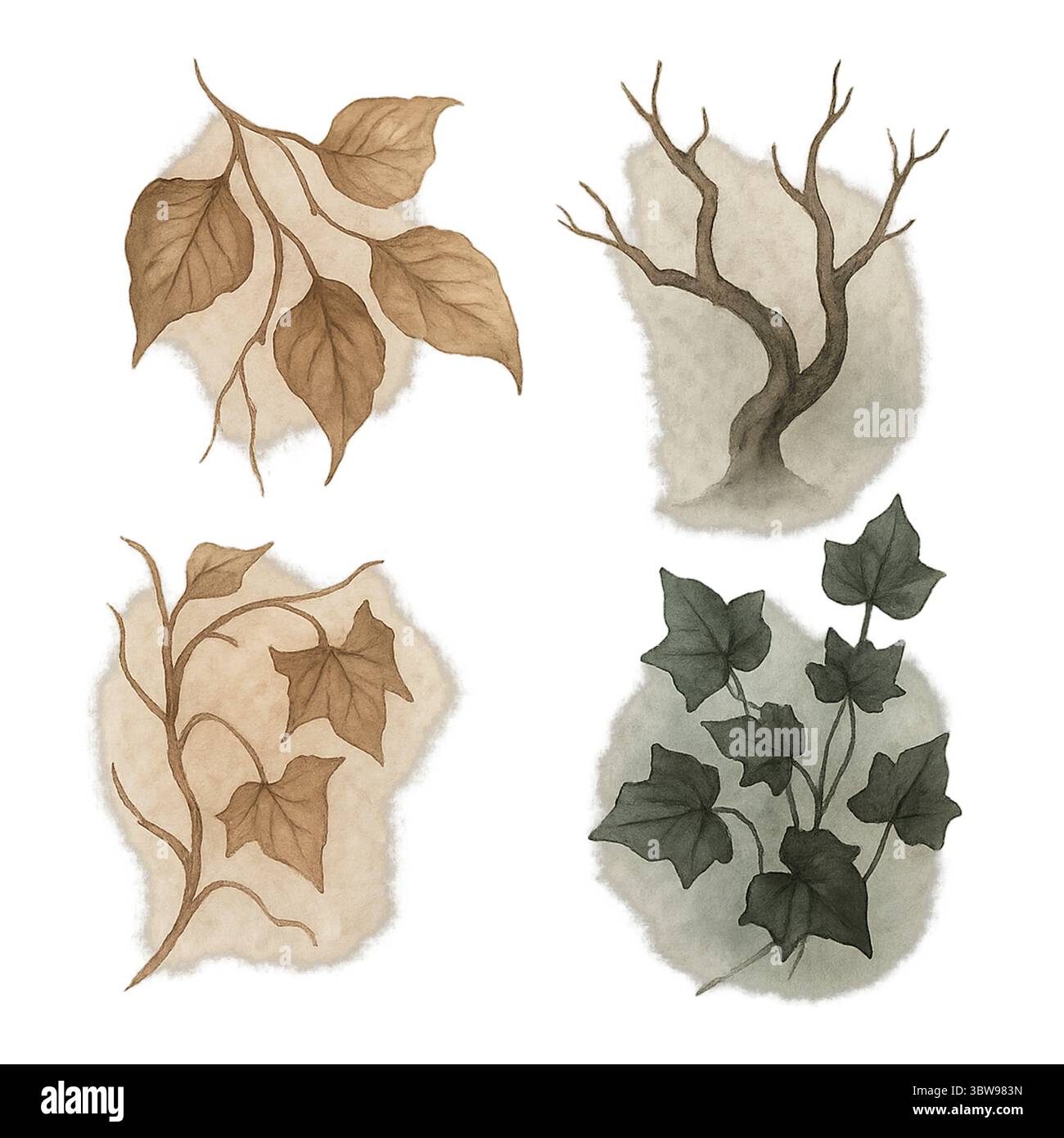 Aquarell Halloween Clipart – niedliche handgemalte Elemente für saisonale Designprojekte Stockfoto