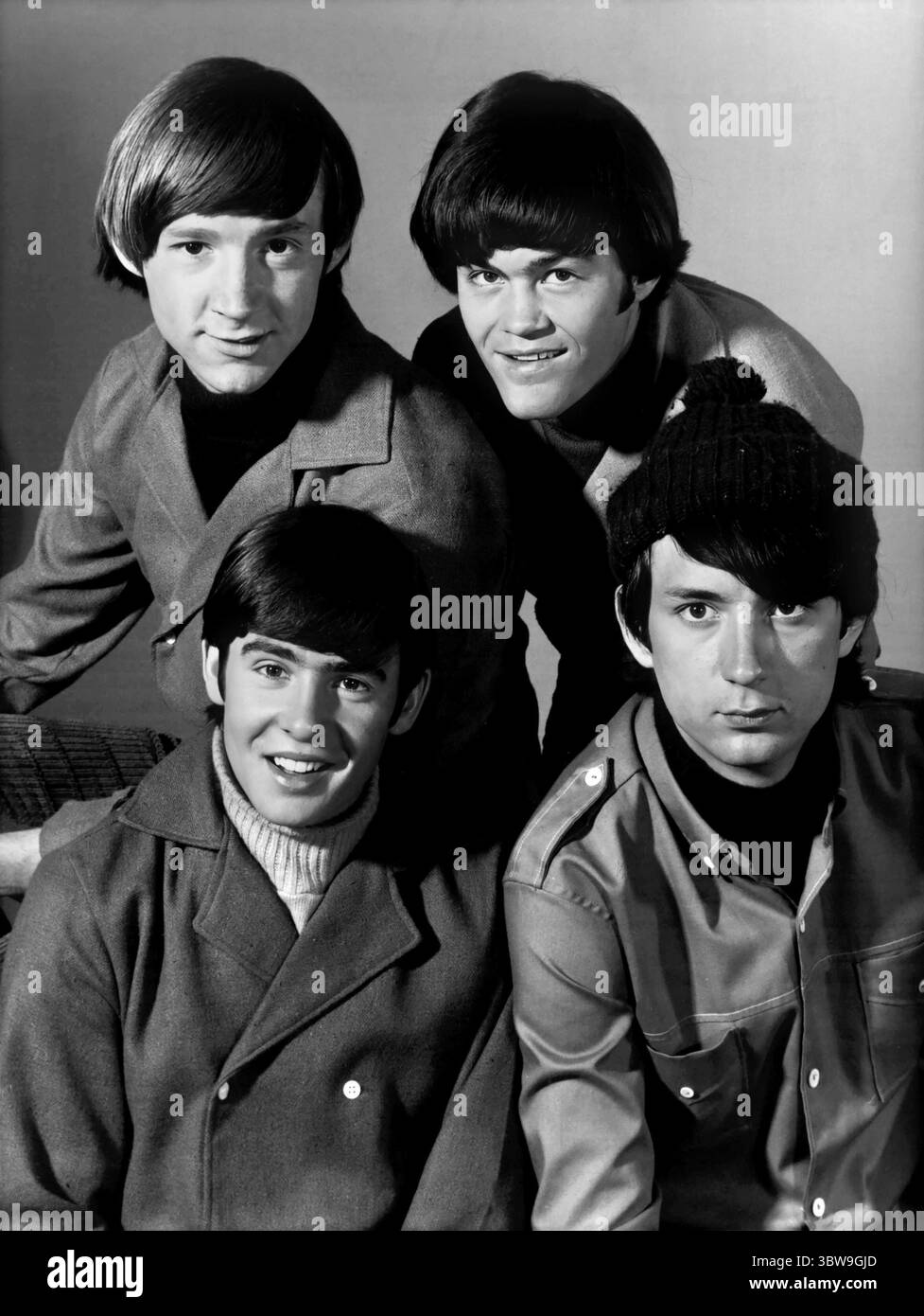 Die Monkees. Porträt der amerikanischen Popgruppe The Monkees. Im Uhrzeigersinn von oben links: Peter Tork, Micky Dolenz, Michael Nesmith, Davy Jones. Werbefoto, 1966 Stockfoto