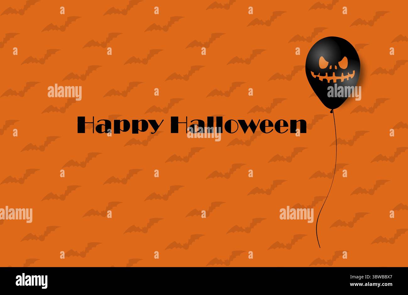 Halloween Banner mit Halloween Gespenst Luftballons. Beängstigend Luftballons. Abbildung. Auf orange Hintergrund Muster Stockfoto