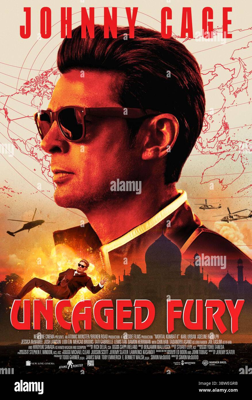 Mortal Kombat II (2025) von Simon McQuoid mit Karl Urban als Johnny Cage. Die Weltmeister bereiten sich auf das legendäre Turnier gegen Outworld12 vor. US-Teaser-Poster NUR FÜR REDAKTIONELLE ZWECKE. Quelle: BFA / Warner Bros Stockfoto