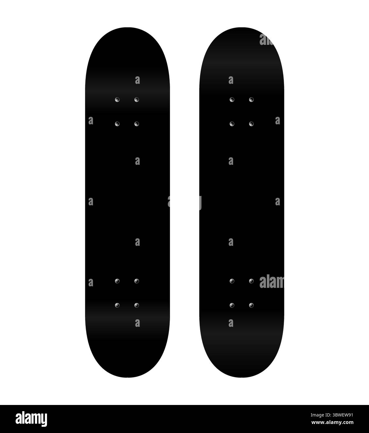 Form des Skateboard-Decks, schwarze grafische Abbildung. Skateboardboard, urbanes Sportgerät leeres Design, Vektormodell. Skateboard-Oberfläche blank, f Stock Vektor