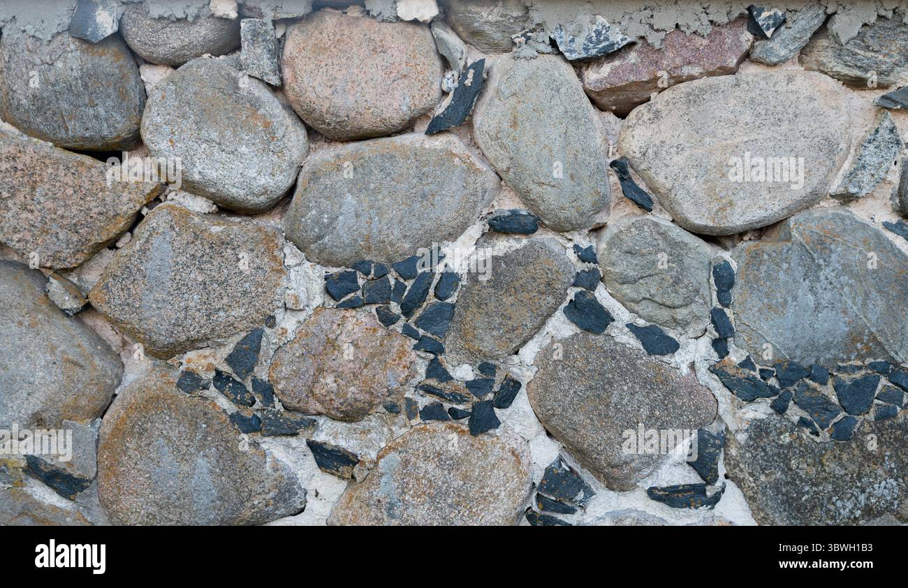 Nahaufnahme der Steinmauer, spessart, bayern, deutschland Stockfoto