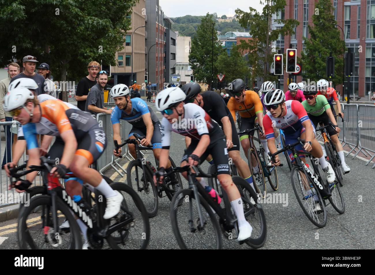 British Cycling Grand Prix, Sheffield Stadtzentrum England Großbritannien 2025 Radrennen Sportveranstaltung Herren National Series Circuit Stockfoto