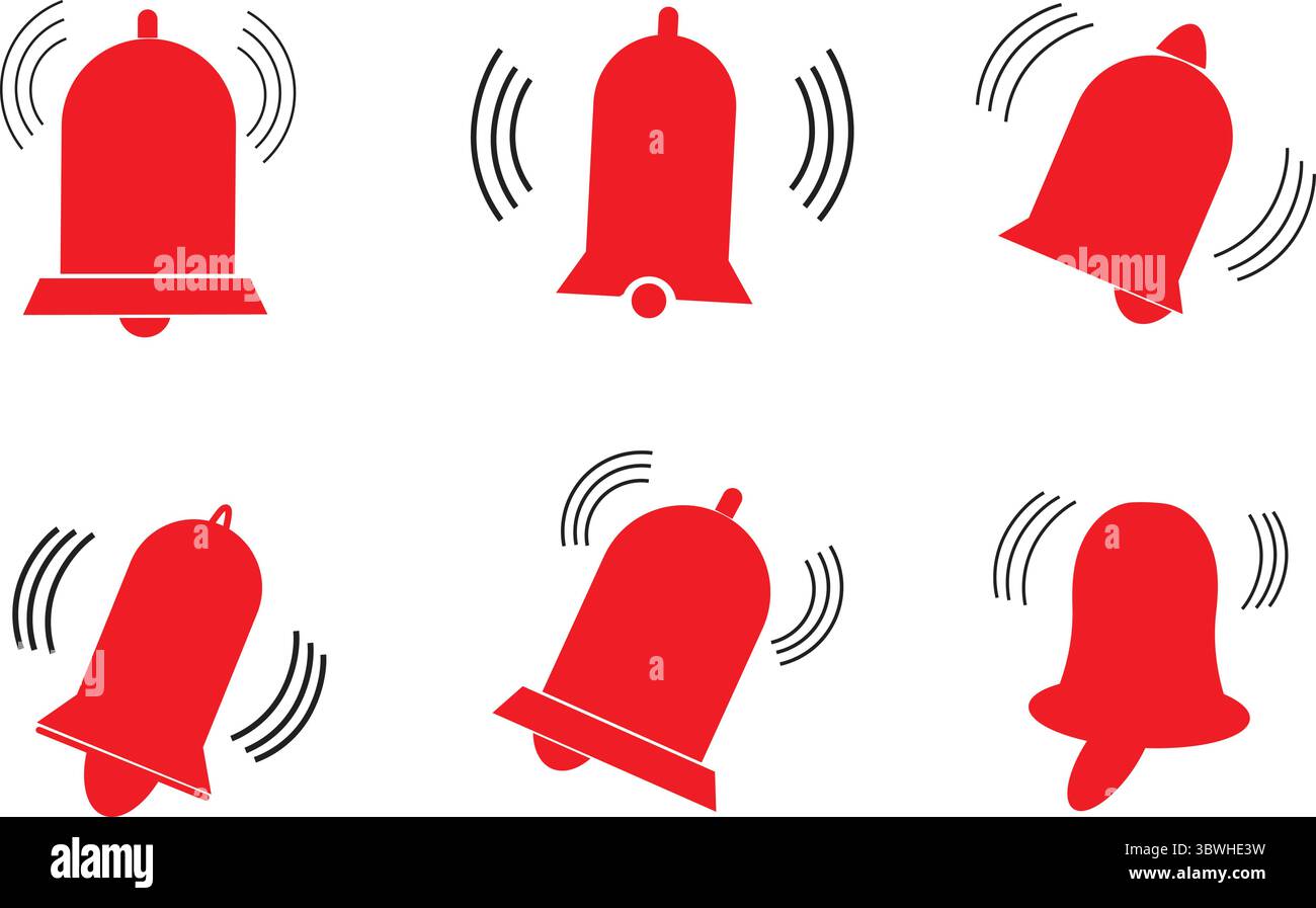 Warnsymbole mit Signaltonwellenvektor für die Alarmschnittstelle der mobilen App Stock Vektor