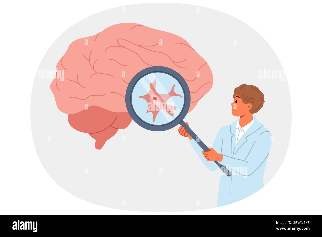 Neurochirurg Arzt untersucht Patienten großes Gehirn auf Anzeichen von Malignität oder alzheimer Symptome Stock Vektor