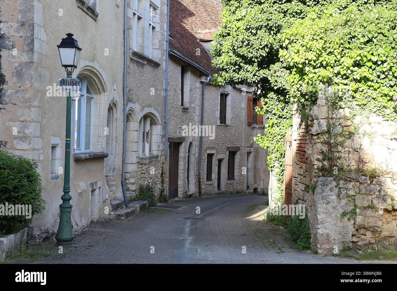 Alte Straße in der Stadt, Le Blanc Stadt, Indre Département, Frankreich Stockfoto
