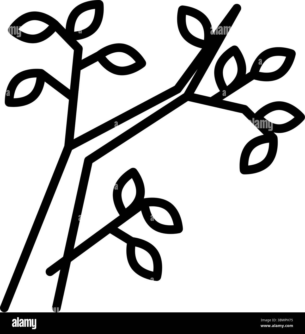 Lineares Umrisssymbol des Blattbaums. Bearbeitbarer Konturvektor. Perfekt für botanische, saisonale und naturnahe Designs. Stock Vektor