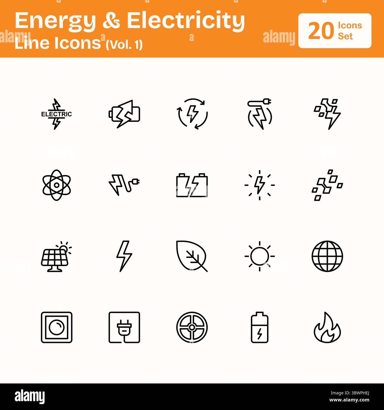 Symbole Für Energie- Und Stromleitungen (Vol.1) Stock Vektor