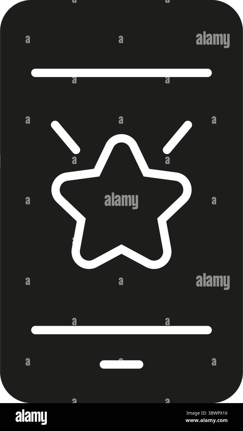 Smartphone Mit Sternsymbol. Mobile App, Vorgestellte Anwendung Und Das Am Besten Bewertete Software-Symbol. Design Der Benutzeroberfläche Und Qualitätsbewertung. Isoliert Stock Vektor