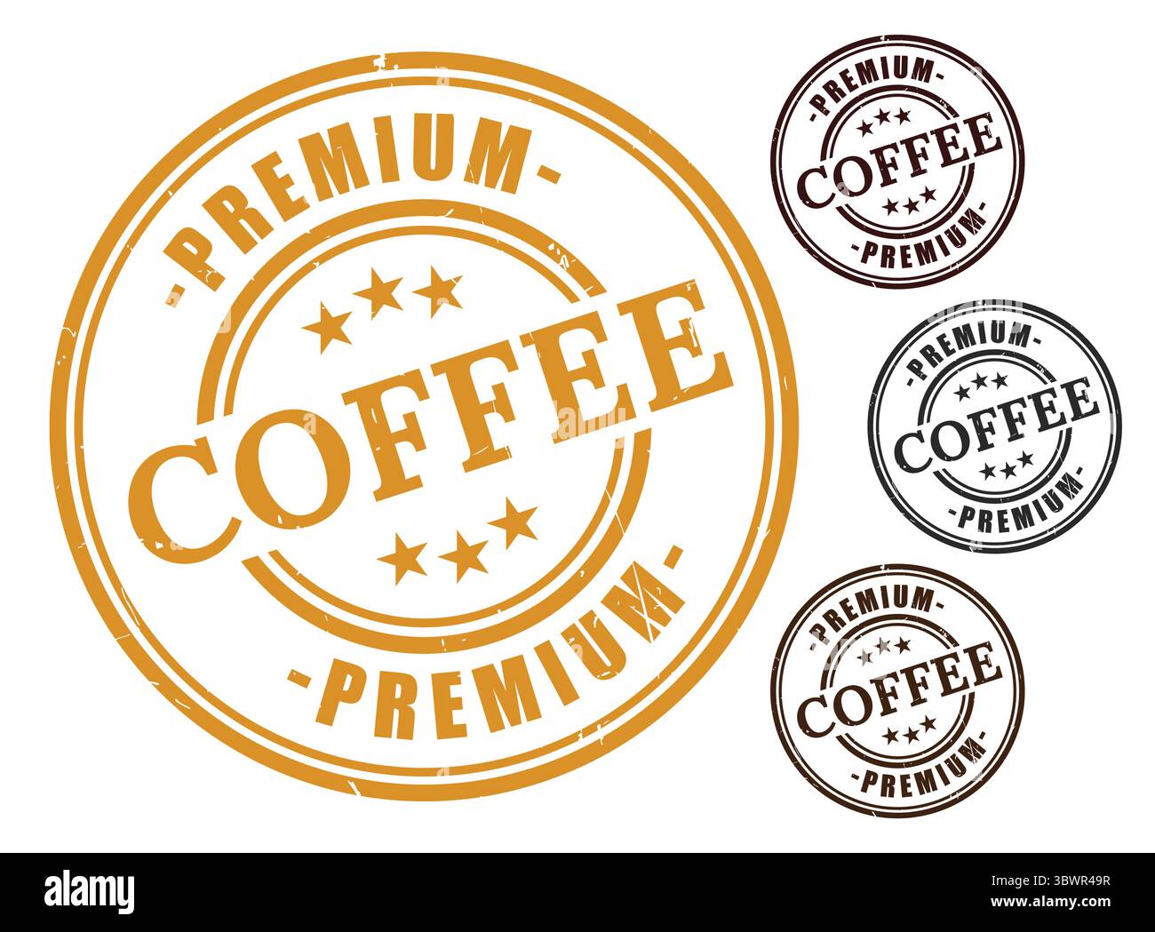 Eine Premium Coffee Badge Kollektion, Grunge Rubber Authentic Roast Stamp Pack Stock Vektor