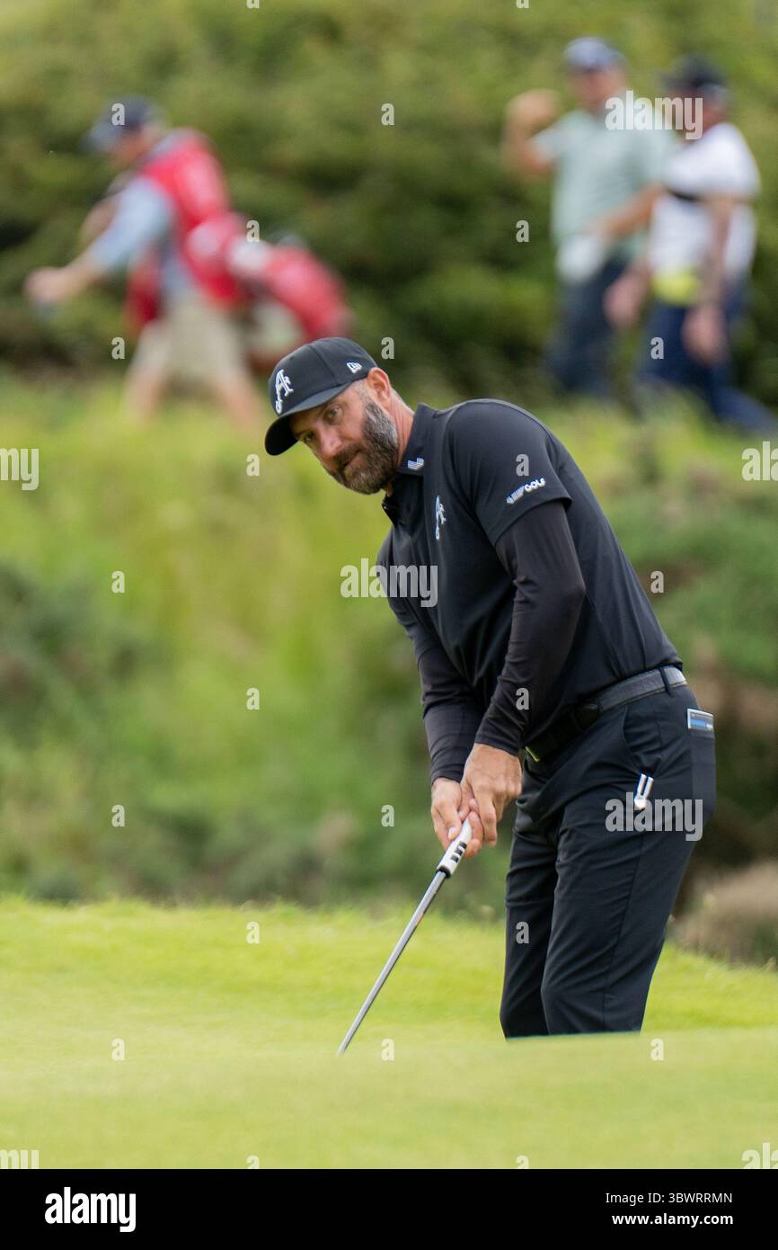 Portrush, Irland. Juli 2025. Dustin Johnson während der ersten Runde der 153. Open Championship in Royal Portrush. Quelle: Tim Gray/Alamy Live News Stockfoto