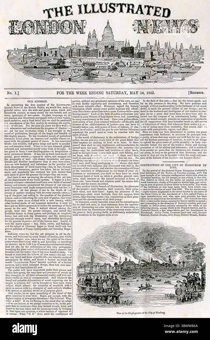 ILLUSTRIERTE LONDONER NACHRICHTEN, erste Ausgabe 14. Mai 1842 Stockfoto