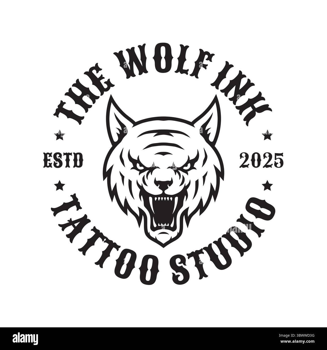 Einfaches Wolfskopf-Logo-Konzept. Wütende Wolfskopf-Design-Illustration, Vektor. Stock Vektor