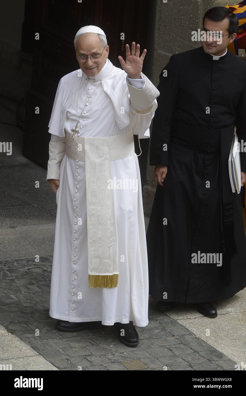 Castel Gandolfo, Rom, 13. Juli 2025: Messe und Angelus von Papst Leo XIV. In seiner Sommerresidenz in Castel Gandolfo. Stockfoto