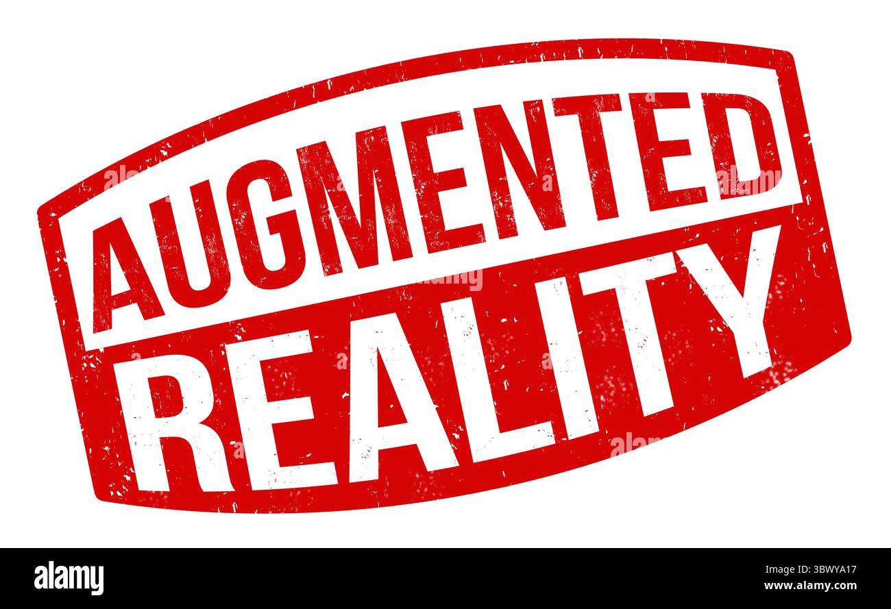 Augmented Reality Grunge Gummistempel auf weißem Hintergrund, Vektor-Illustration Stockfoto