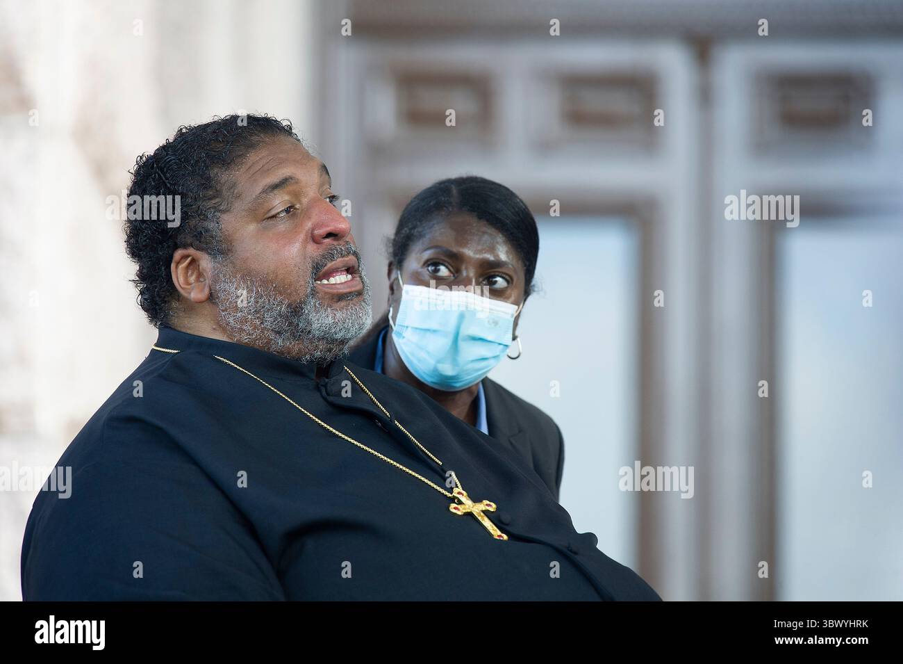 31. Juli 2021: Reverend Dr. William J. Barber II. Mit Poor Peopleâ Kampagne in der Texas State Capital, um bundesstaatliche Maßnahmen zu fordern. Austin, Texas Mario Cantu/CSM(Kreditbild: &Copy; Mario Cantu/CSM via ZUMA Wire) Stockfoto
