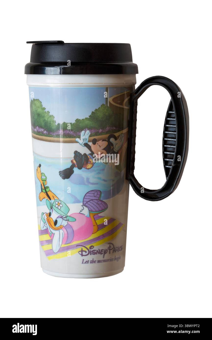 Reisebecher isoliert auf weißem Hintergrund Stockfoto