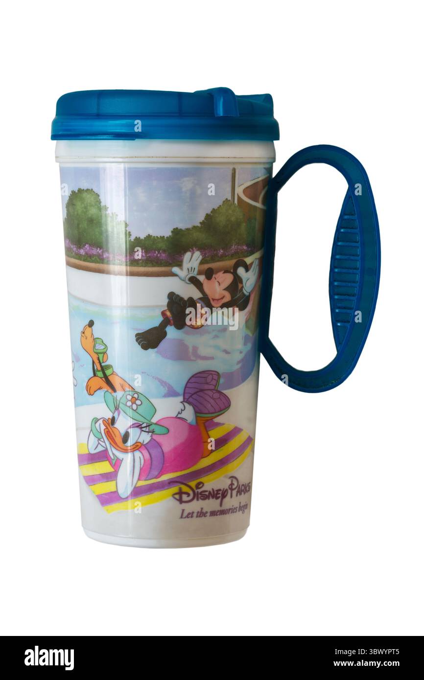 Reisebecher isoliert auf weißem Hintergrund Stockfoto