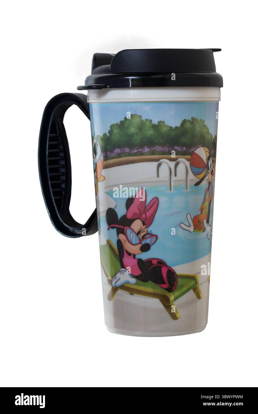 Reisebecher isoliert auf weißem Hintergrund Stockfoto