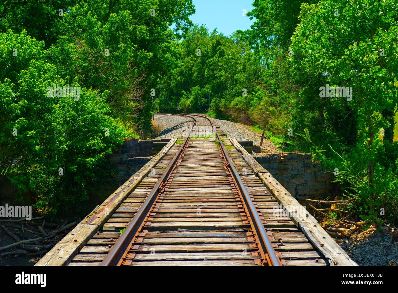 Bahngleise fahren um die Kurve Stockfoto