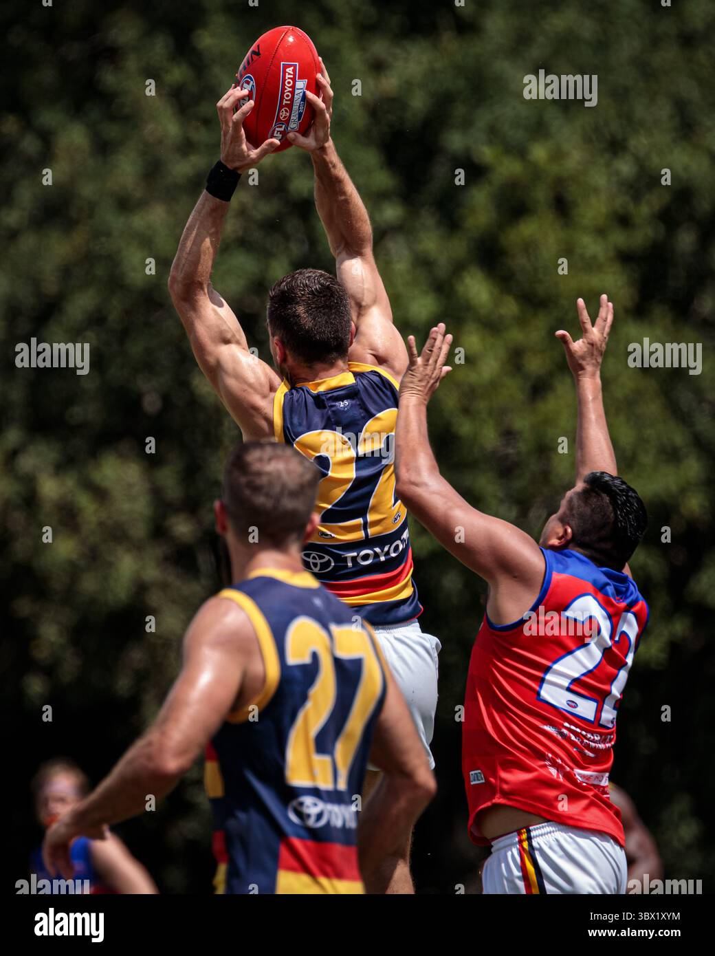 31. Juli 2021, Austin, Texas, USA: Spiel der Australian Football League zwischen den Austin Crows und Houston Lonestars im Onion Creek Soccer Complex in Austin, Texas. (Bild: © Ralph Arvesen/ZUMA Press) Stockfoto