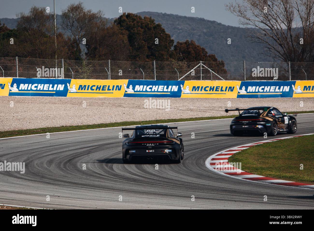 Porsche 911 GT3 Cup auf der Rennstrecke Stockfoto