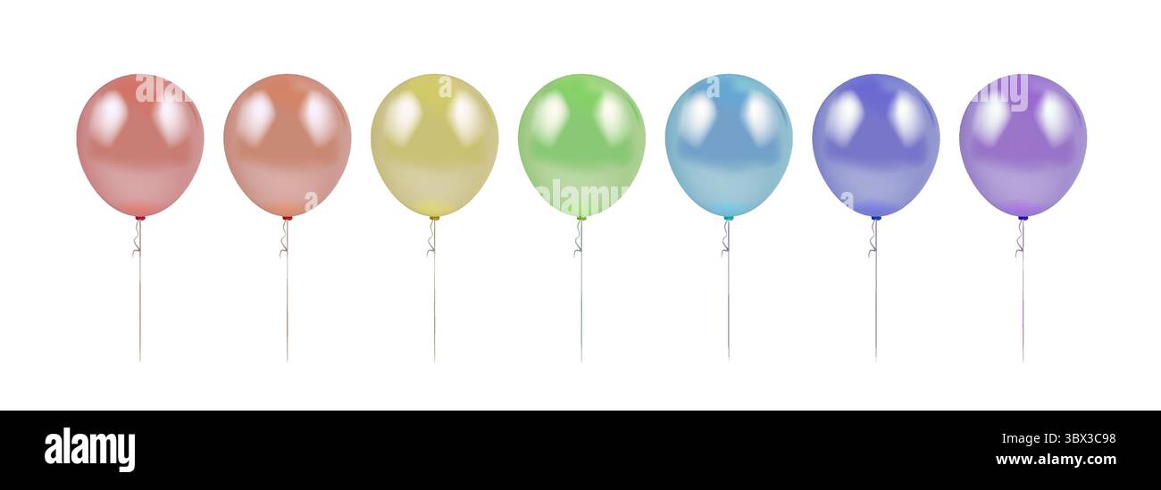 Realistische Regenbogenballons für Geburtstage, Veranstaltungen. Ballon mit Stolz. Stock Vektor